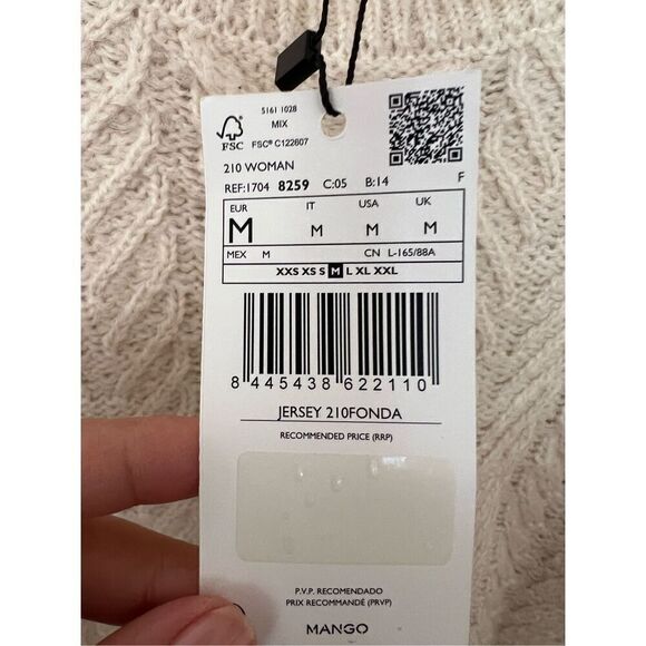 Mango MNG cable knit exaggerated shoulder sweater nwt M - Picture 7 of 7